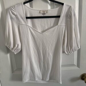 LOFT White Puff Sleeve Top